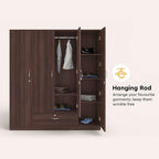 Modern Gold Touch Particle Wood  4 Door Almirah (Engineering Wood Wardrobe )