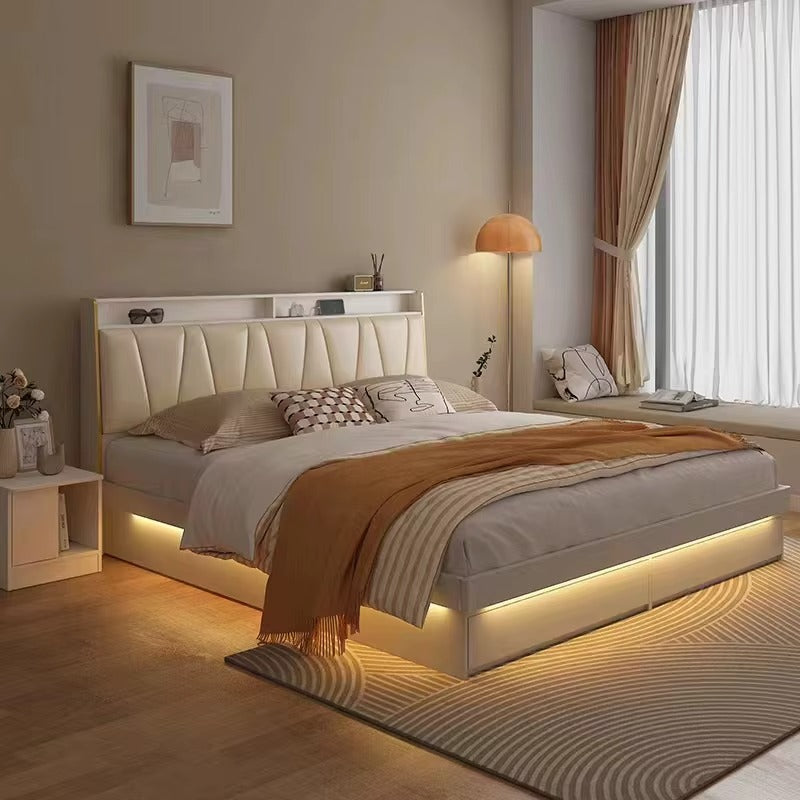 China Mdf Eco-Friendly Sample Design Storage Room Modern Double Wood Frame Space Saving Set Furniture Bedroom Hotel Beds