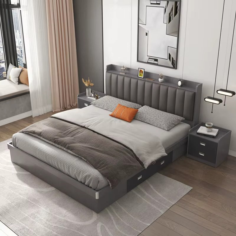 Factory Price My Bedroom High Sleeper Modern Style Wood Double Bed Frames Platform Twin Bed With Drawers Storage