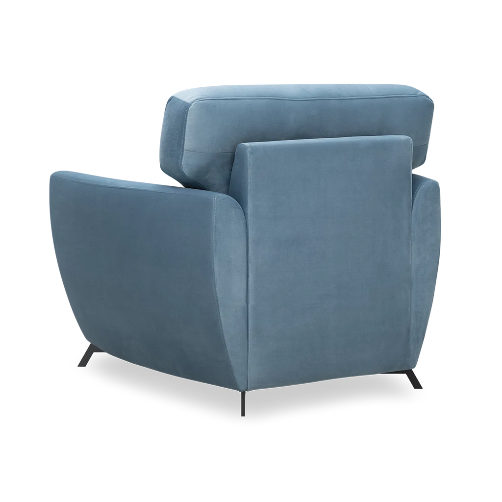Elvis Velvet 1 Seater Sofa in Mineral Blue Color