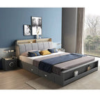 Japanese King Size Lightning Headboards Sleeper Sectional the Wooden Led Beds for Bedroom With Storage