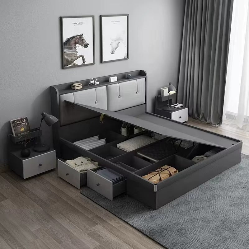 2022 Latest Furniture Bedroom Upholstered Modern Queen Comforter Set Luxury King Size Box Bed With Storage