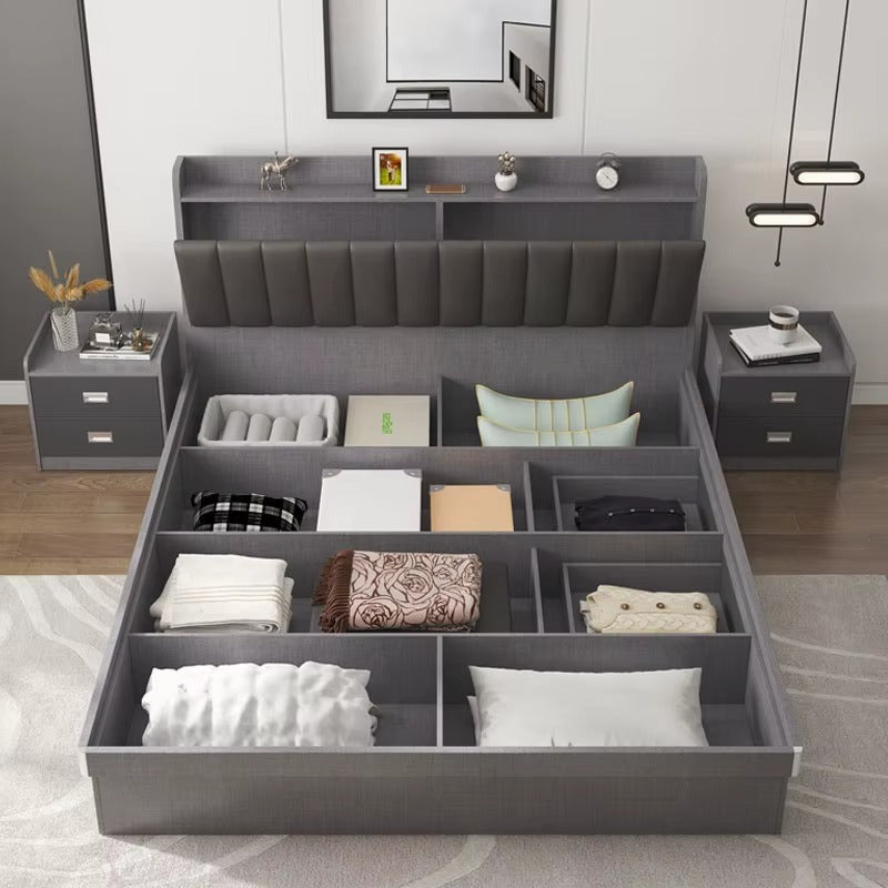 Factory Price My Bedroom High Sleeper Modern Style Wood Double Bed Frames Platform Twin Bed With Drawers Storage