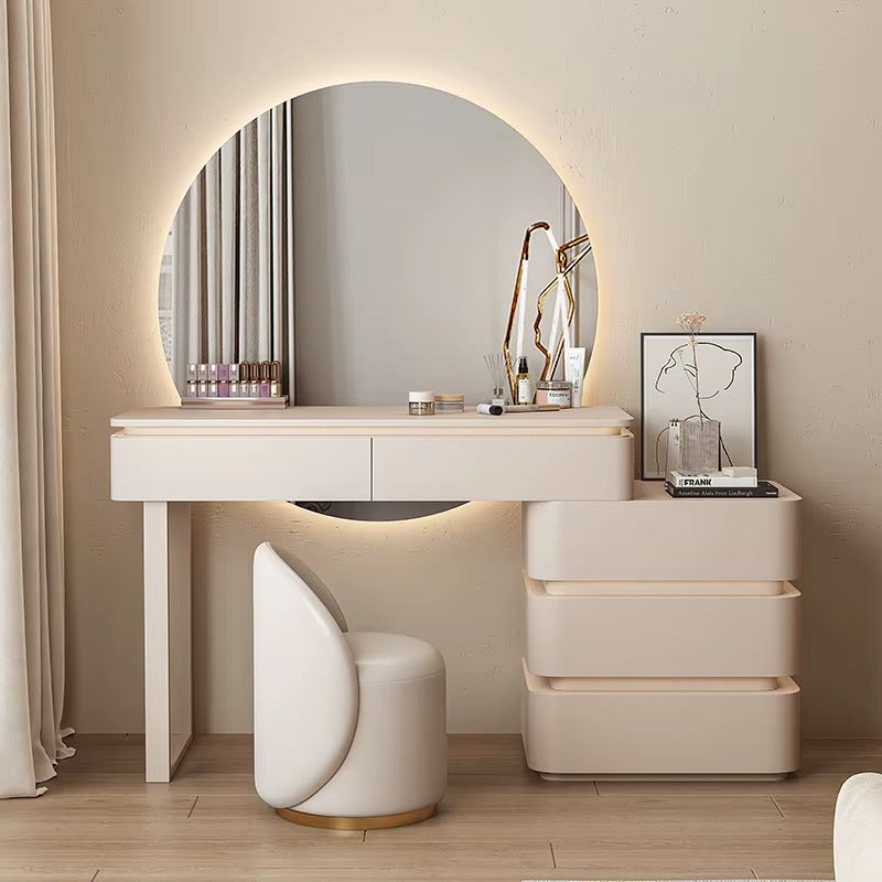 New Product Modern Simple Cream Style Rock Board Dressing Table Standing Integrated Solid Wood Makeup Table for Bedroom