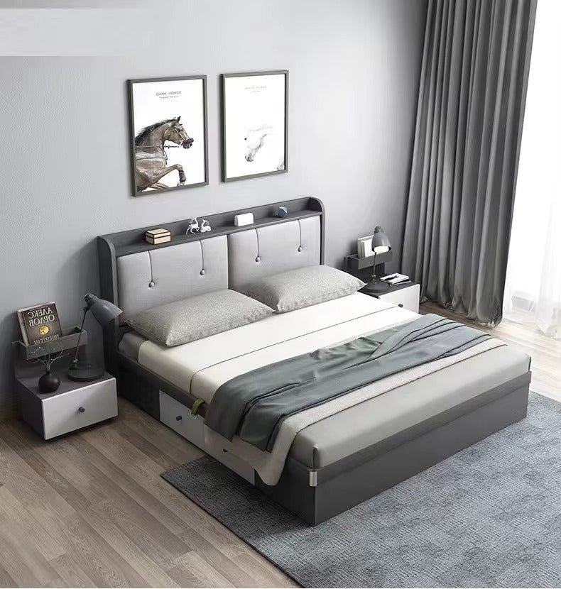 2022 Latest Furniture Bedroom Upholstered Modern Queen Comforter Set Luxury King Size Box Bed With Storage