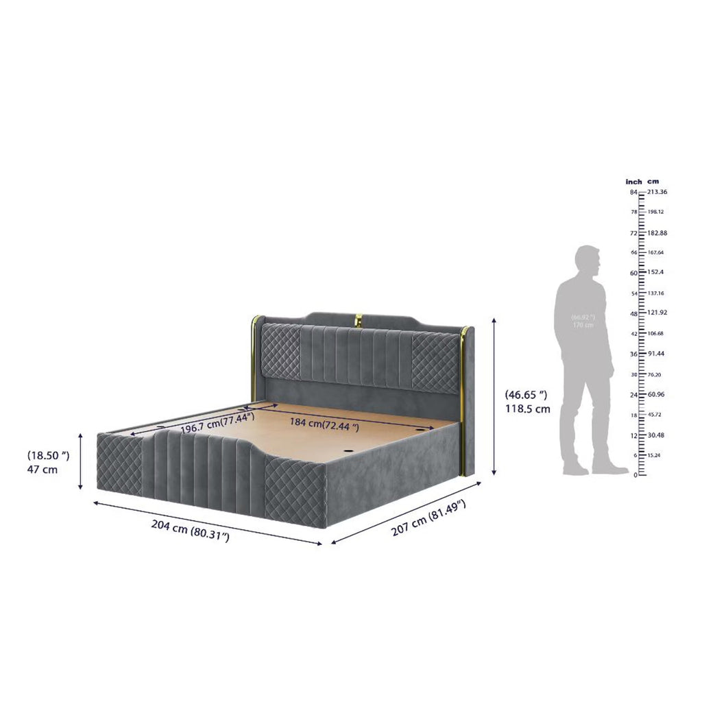Wakefit Velura King Size Storage Upholstered Bed