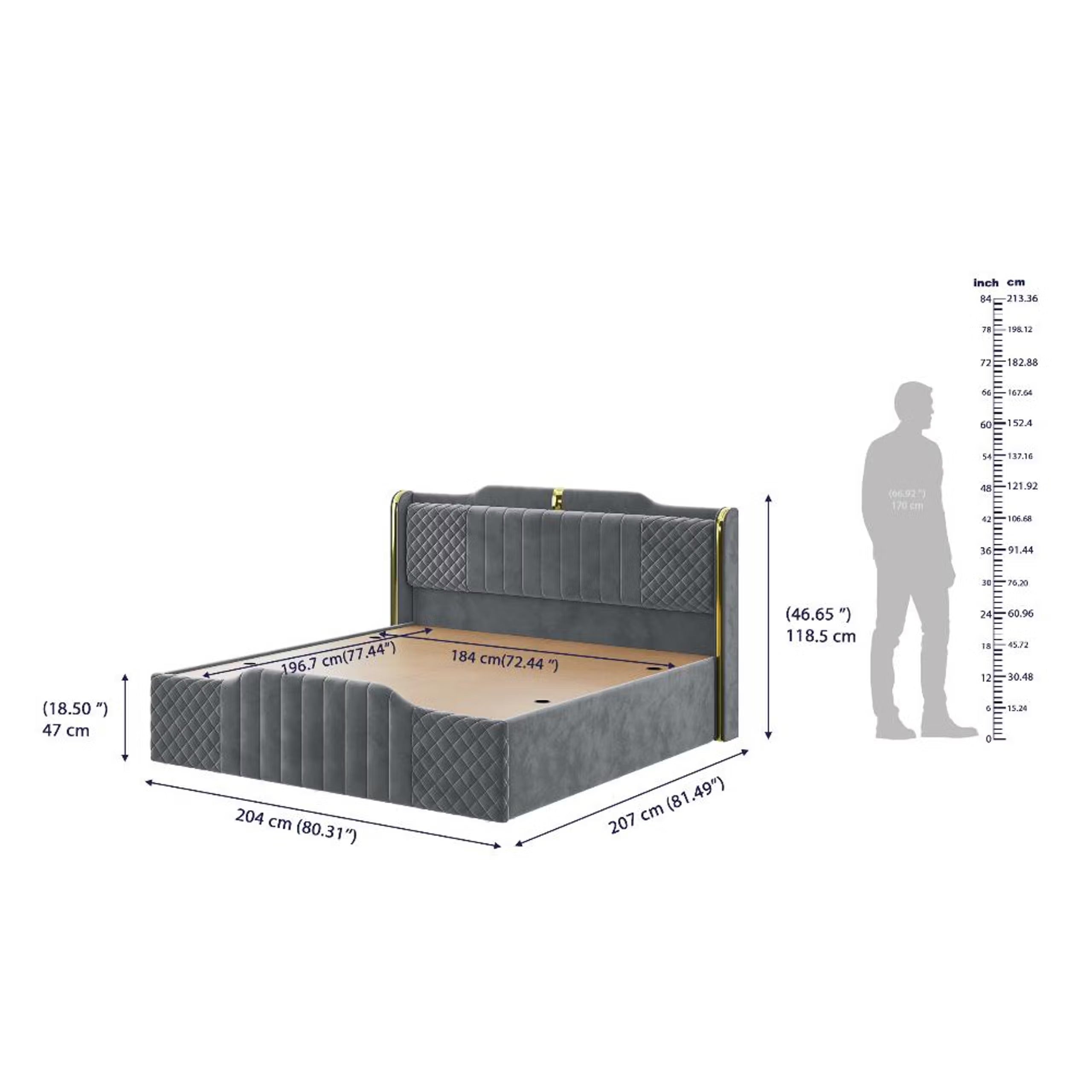 Wakefit Velura King Size Storage Upholstered Bed