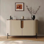 Italian Luxury Sideboard Cabinet Modern Saddle Leather Wooden Storage Living Room Buffet Sideboard
