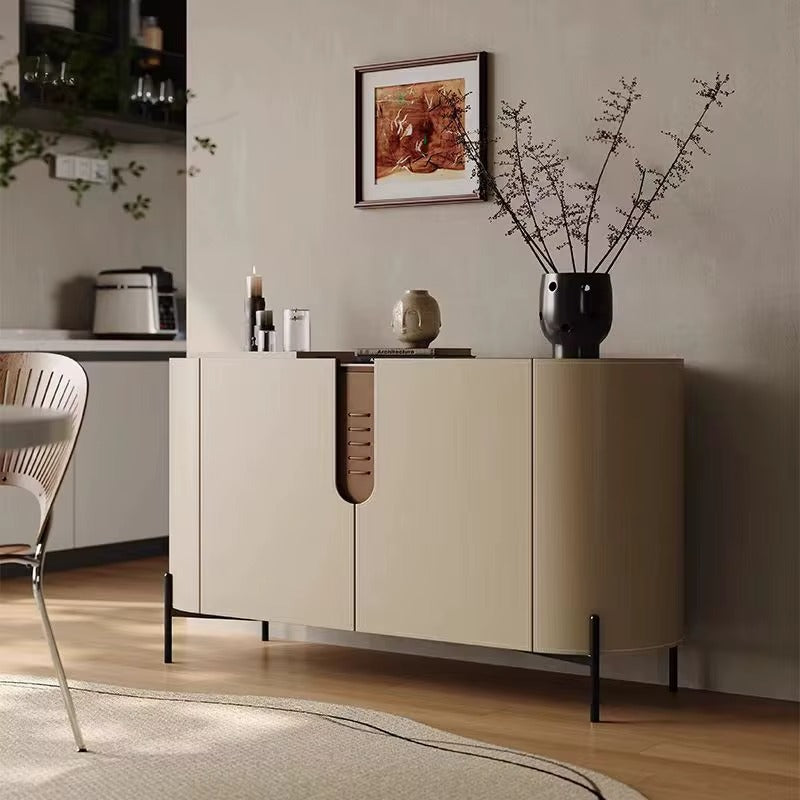 Italian Luxury Sideboard Cabinet Modern Saddle Leather Wooden Storage Living Room Buffet Sideboard