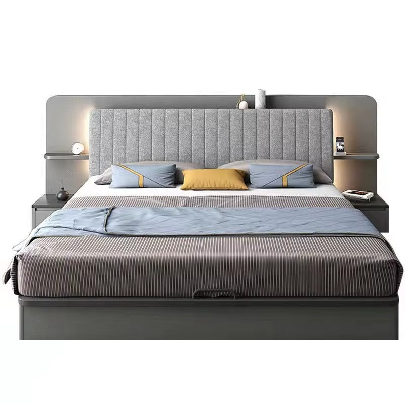 Bedroom Modern Tanning Frame Storage Platform Room Wood Size Set Hotel Led Lights King Bed
