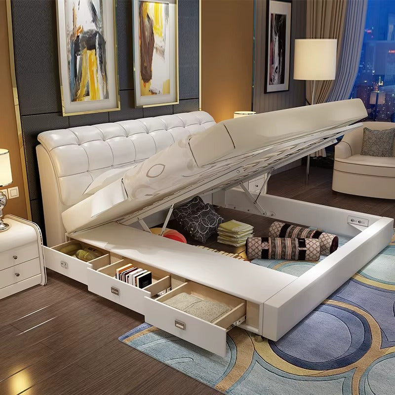 High Quality Light Luxury Modern Simple Leather Bed Bedroom Furniture Double 1.8m King Size Bed