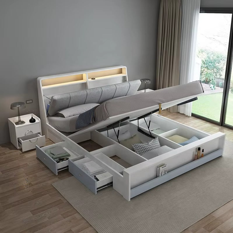 Japanese King Size Lightning Headboards Sleeper Sectional the Wooden Led Beds for Bedroom With Storage