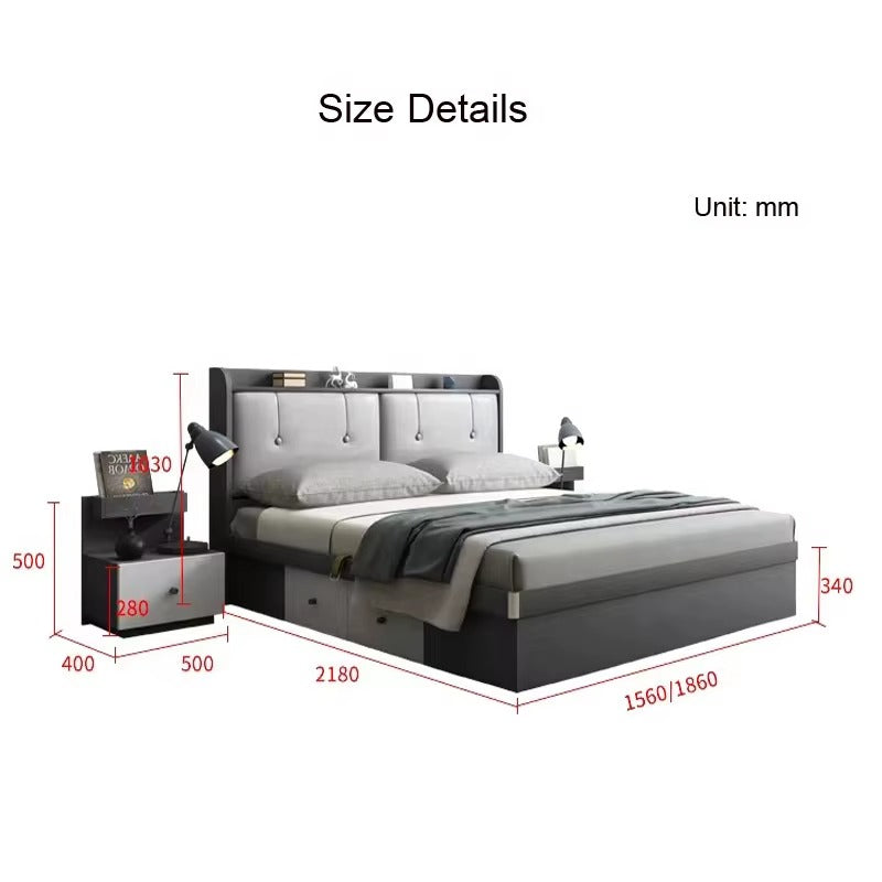 2022 Latest Furniture Bedroom Upholstered Modern Queen Comforter Set Luxury King Size Box Bed With Storage