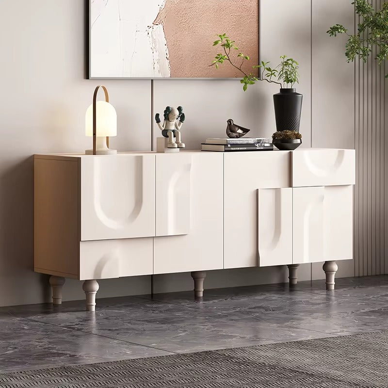 Living Room Bedroom Console and Side Table Minimalist Countryside White Wooden Coffee Table and Sideboard Buffet Cabinet
