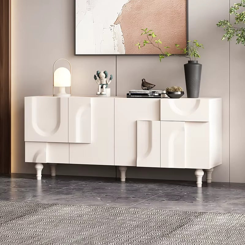 Living Room Bedroom Console and Side Table Minimalist Countryside White Wooden Coffee Table and Sideboard Buffet Cabinet