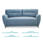 Elvis Velvet 3 Seater Sofa in Mineral Blue Color