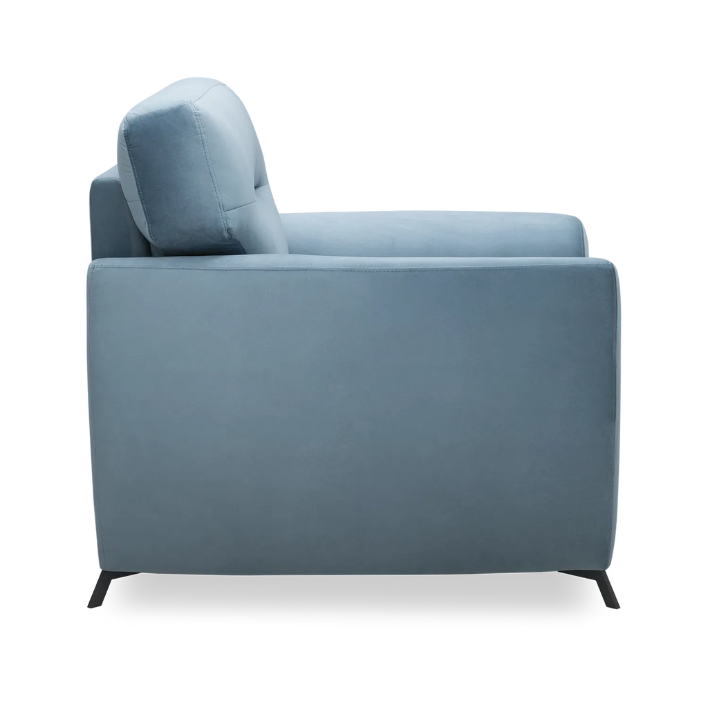 Elvis Velvet 1 Seater Sofa in Mineral Blue Color
