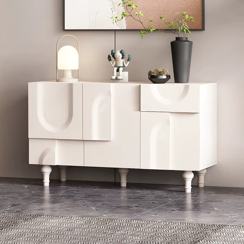 Living Room Bedroom Console and Side Table Minimalist Countryside White Wooden Coffee Table and Sideboard Buffet Cabinet