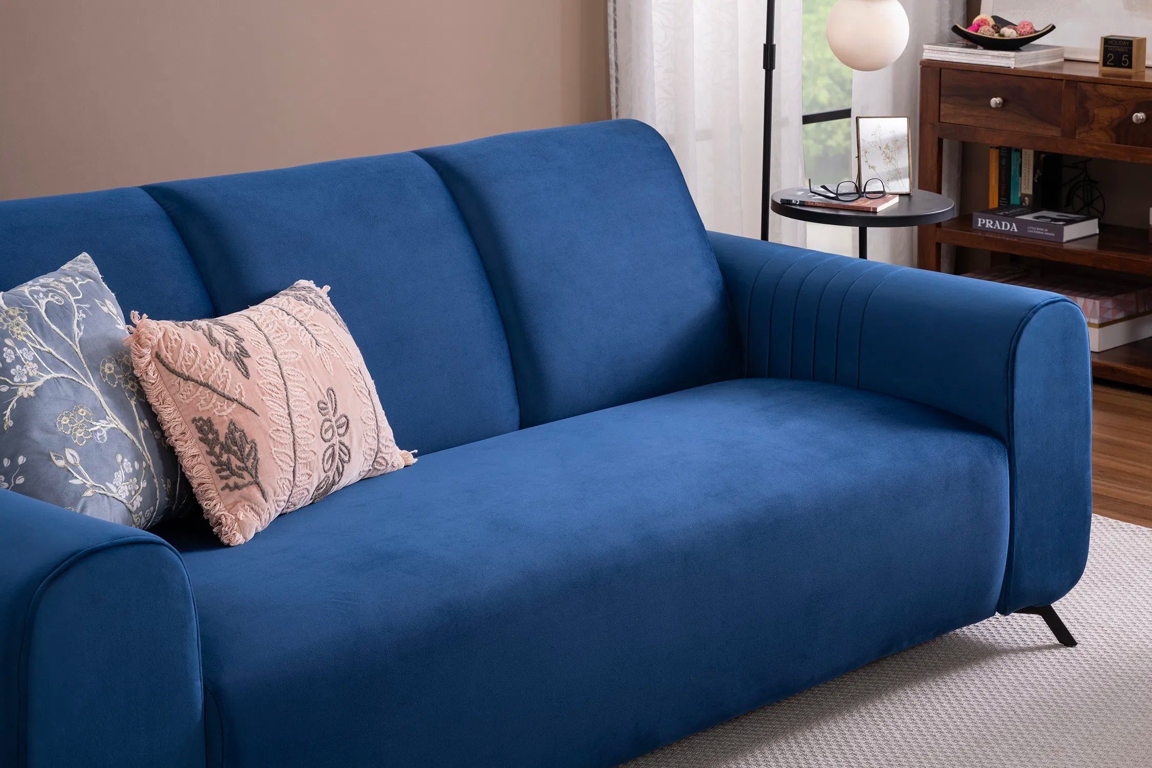 Helio Velvet 3+1+1 Sofa Set in Sapphire Blue Color