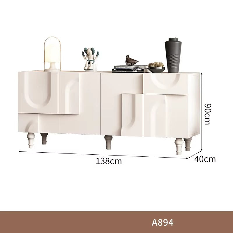 Living Room Bedroom Console and Side Table Minimalist Countryside White Wooden Coffee Table and Sideboard Buffet Cabinet