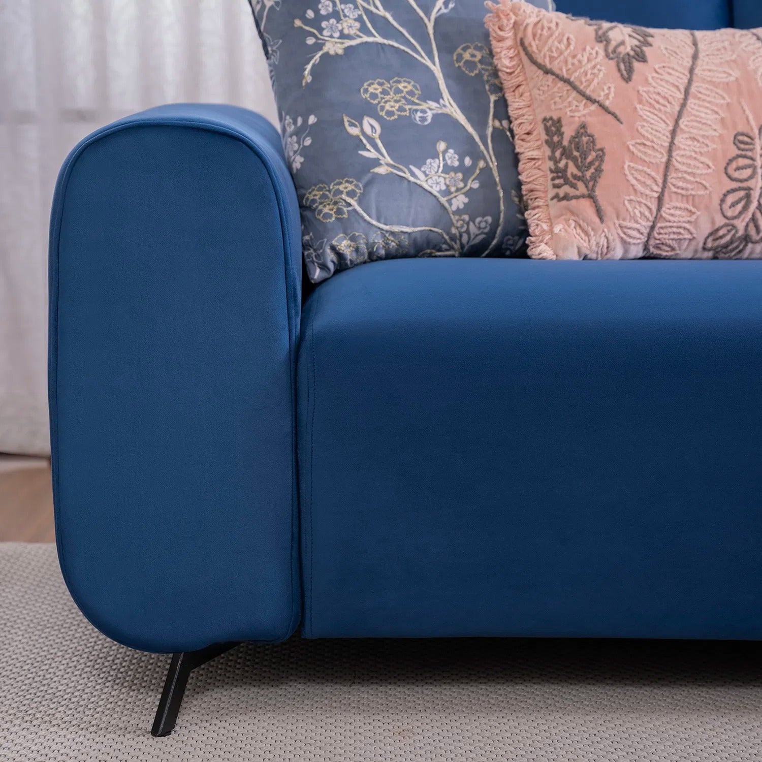 Helio Velvet 3+1+1 Sofa Set in Sapphire Blue Color