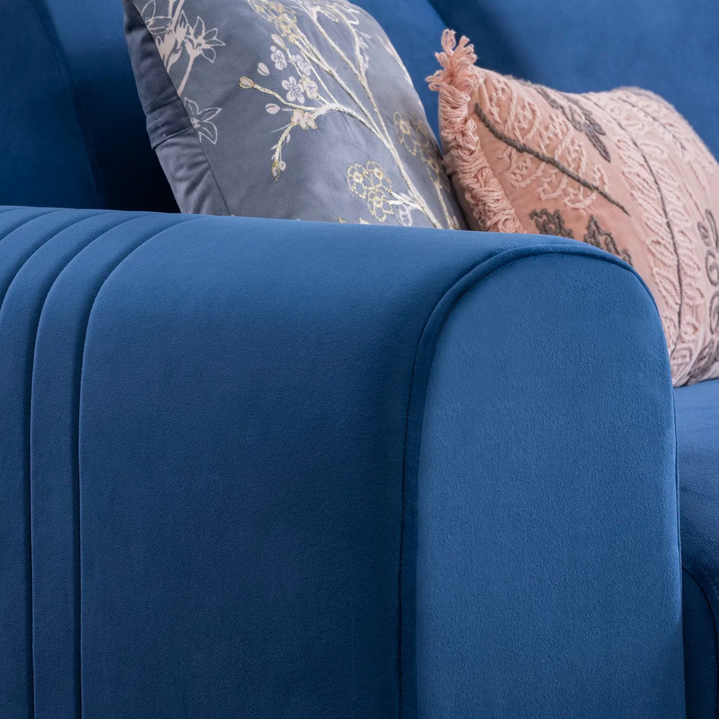 Helio Velvet 3+1+1 Sofa Set in Sapphire Blue Color