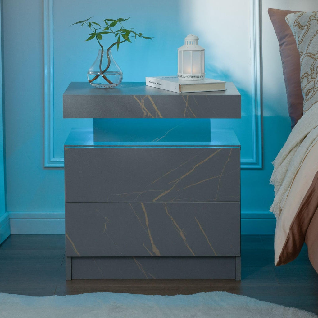 Nightstand Set of 2 Modern Night Stands Set of 2 Bed Side Table with 2 Drawers End Tables for Bedroom, Living Room