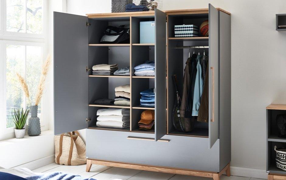 Wooden Handmade Stylish Teca Wardrobe For Bedroom with Storage & Two Doors (Teal)