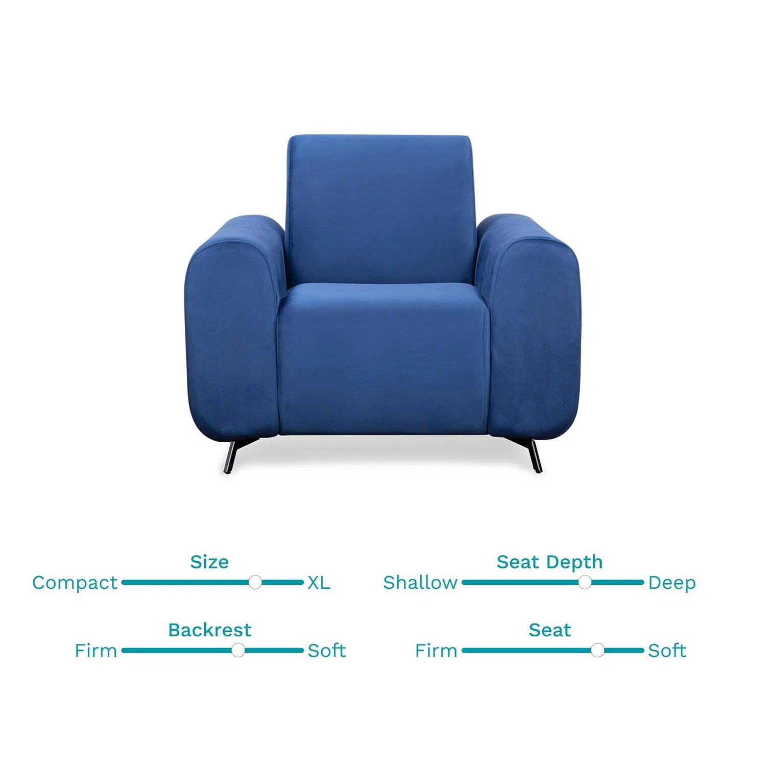 Helio Velvet 3+1+1 Sofa Set in Sapphire Blue Color