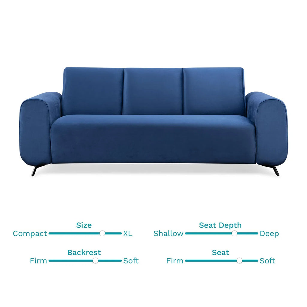 Helio Velvet 3+1+1 Sofa Set in Sapphire Blue Color