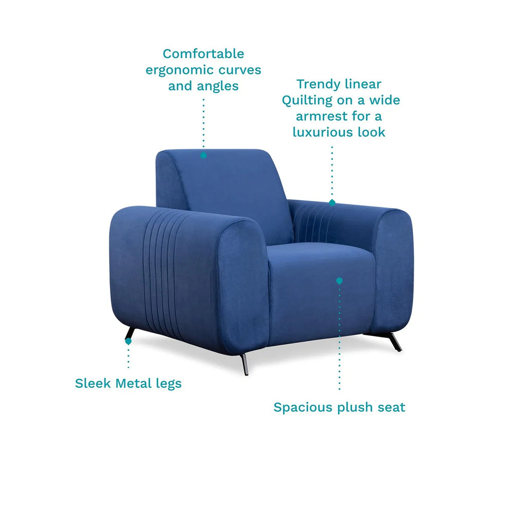 Helio Velvet 3+1+1 Sofa Set in Sapphire Blue Color