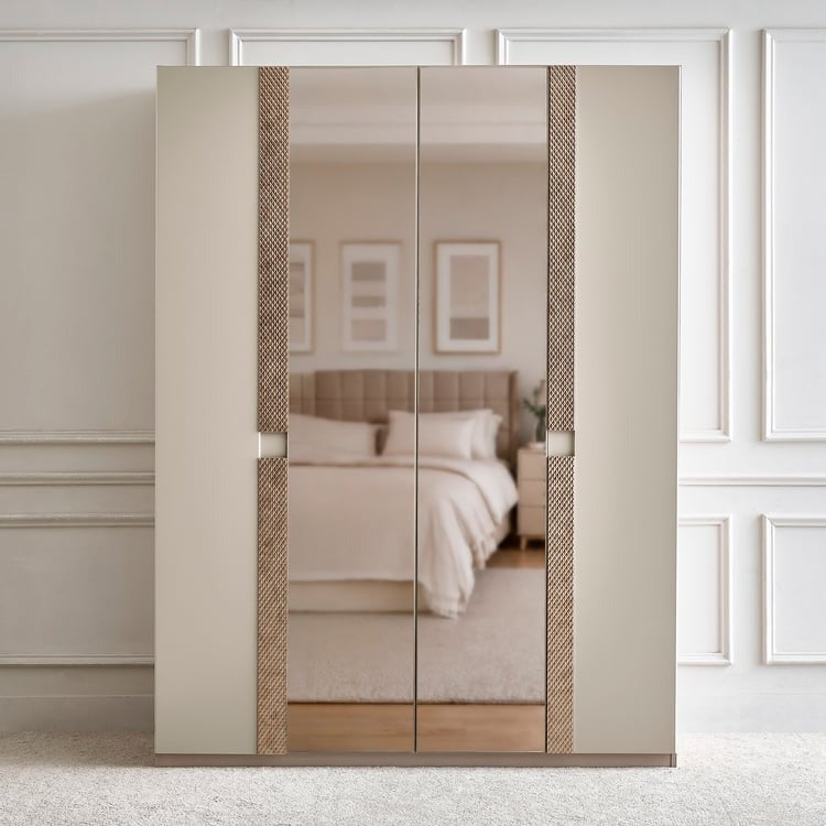 Stellar Elite NXT 4-Door Wardrobe with Mirrors - Greige
