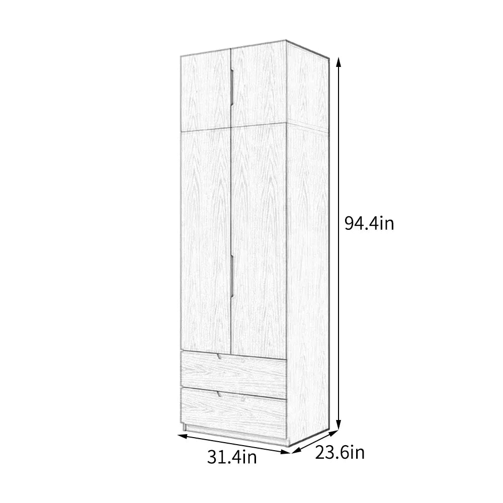 European-Style Simple Wardrobe - Minimalist Solid Wood Bedroom Closet