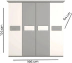 KSHOMESTOREE Engineered Wood 4 Door Wardrobe (Finish Color - White & Grey, Pre-assembled)