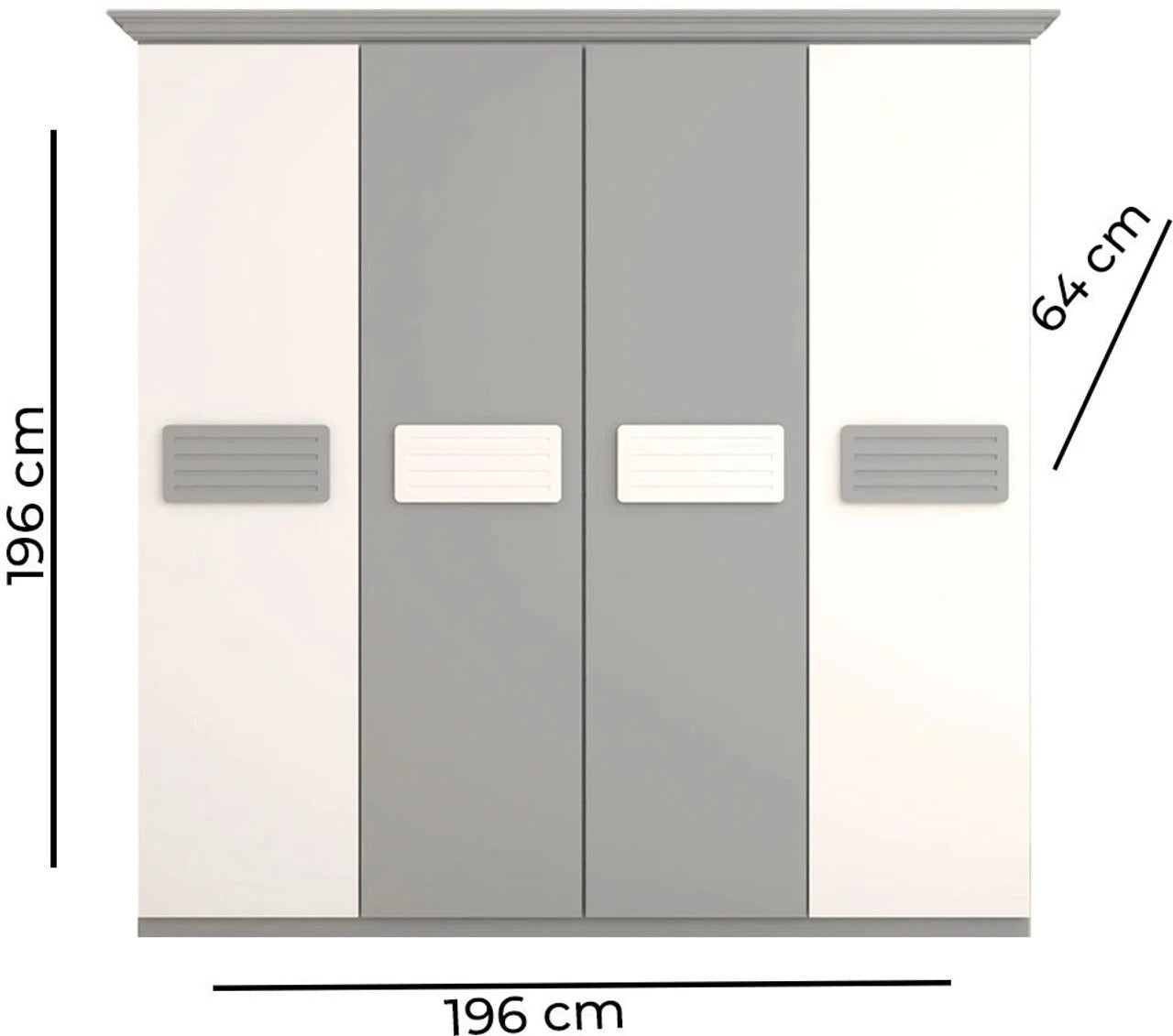 KSHOMESTOREE Engineered Wood 4 Door Wardrobe (Finish Color - White & Grey, Pre-assembled)