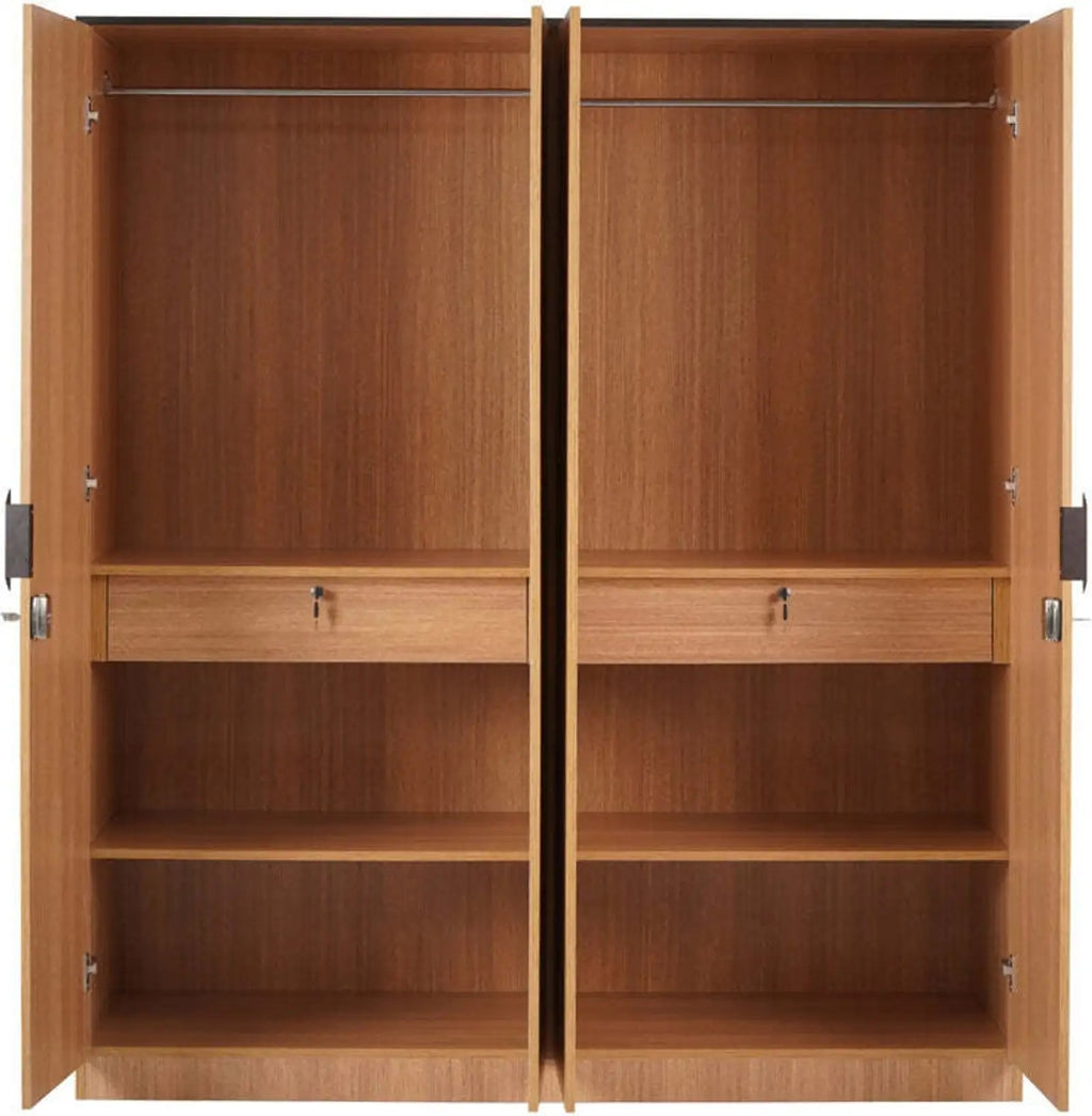 Nilkamal Milford Engineered Wood 4 Door Wardrobe (Finish Color - Teak, Knock Down)