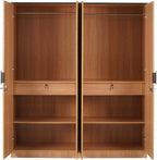 Nilkamal Milford Engineered Wood 4 Door Wardrobe (Finish Color - Teak, Knock Down)