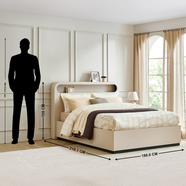 Saga Eclipse King Bed with Hydraulic Storage - Cream