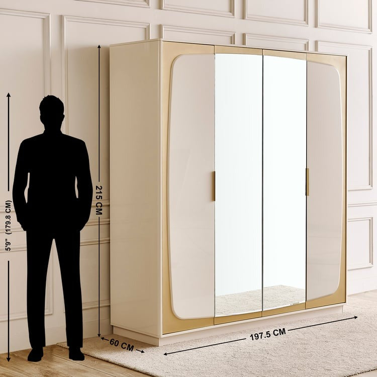 Alchemy 4-Door Wardrobe with Mirrors - Gold