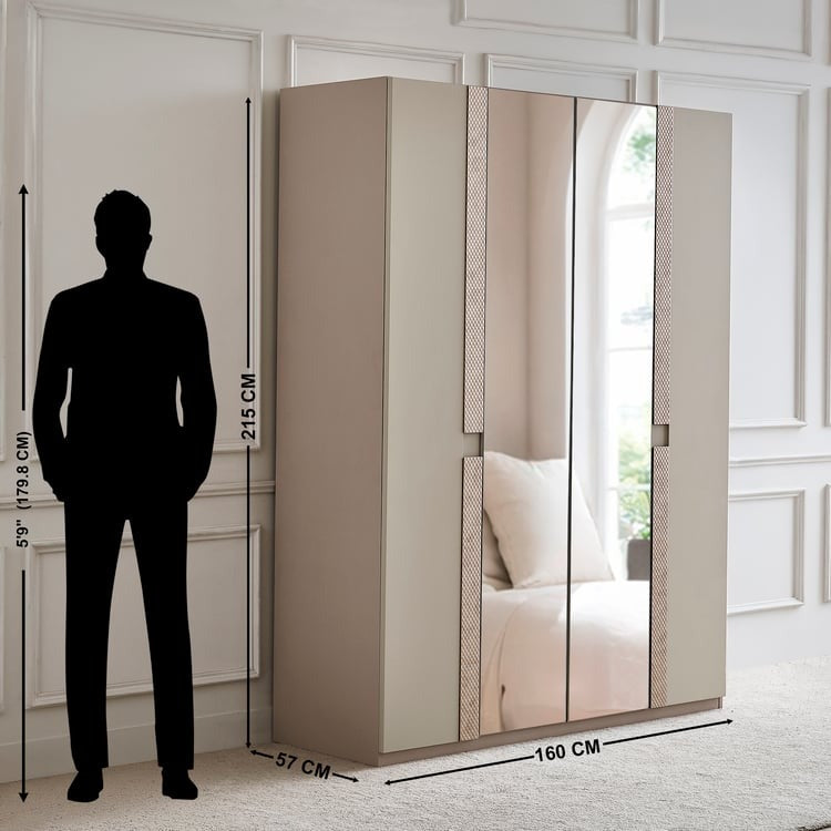 Stellar Elite NXT 4-Door Wardrobe with Mirrors - Greige