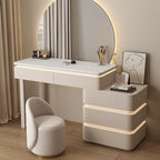 Modern Simple Makeup Vanity LED-Lighted Dresser with Mirror Metal Storage Dressing Desk for Bedroom Hotel Home Apartment