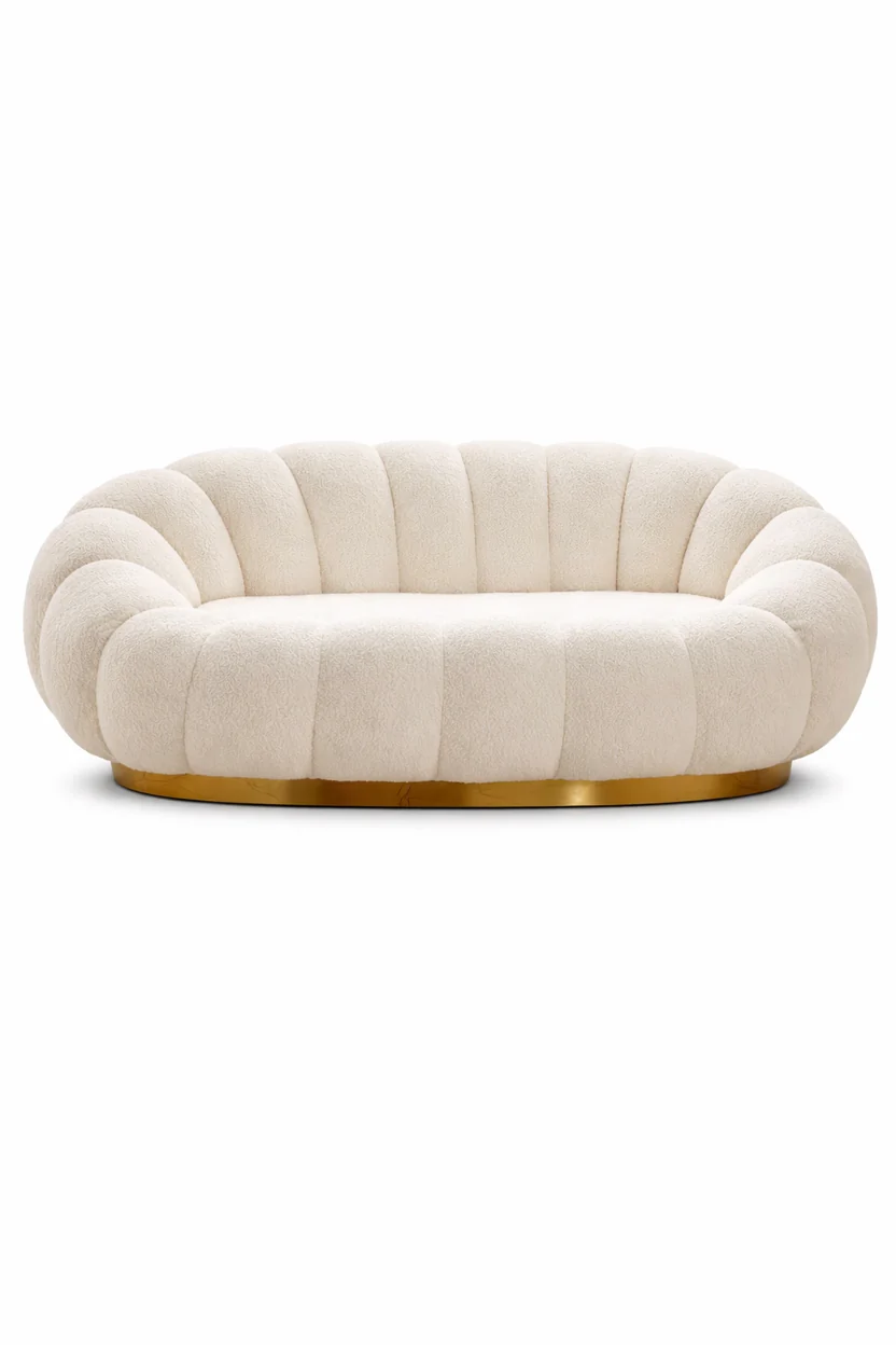 Ace Luxury Modern Pumpkin Rounded Sofa Set