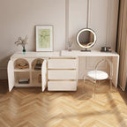 Nordic Modern Dressing Table Cream Style Bedroom Telescopic Home Dressing Table Integrated Cabinet Storage with Light