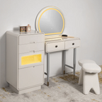 Mystic Meridian Dressing Table & Vanity Set With Mirror & Poof Chair