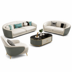 Prada Modern White Faux Leather Sofa Set