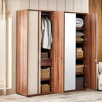 Shoji 4-Door Wardrobe with Curio and Mirrors - Brown