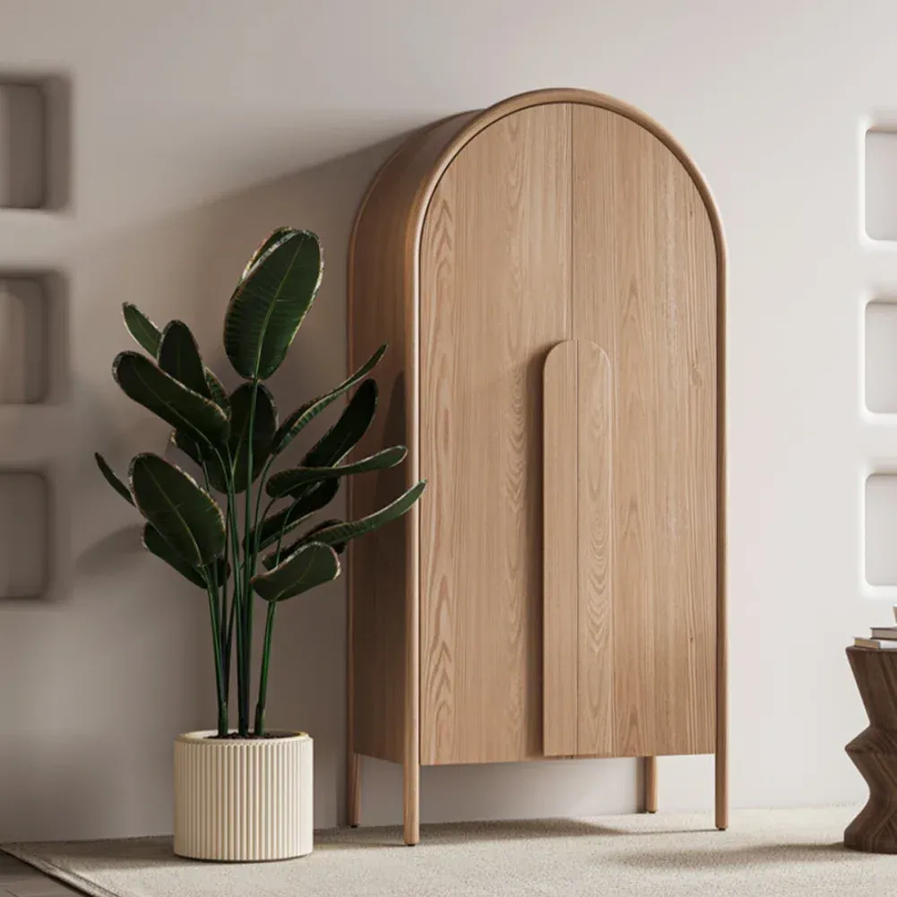 Contemporary Solid Wood Wardrobe - Modern & Simple Bedroom Storage Armoire