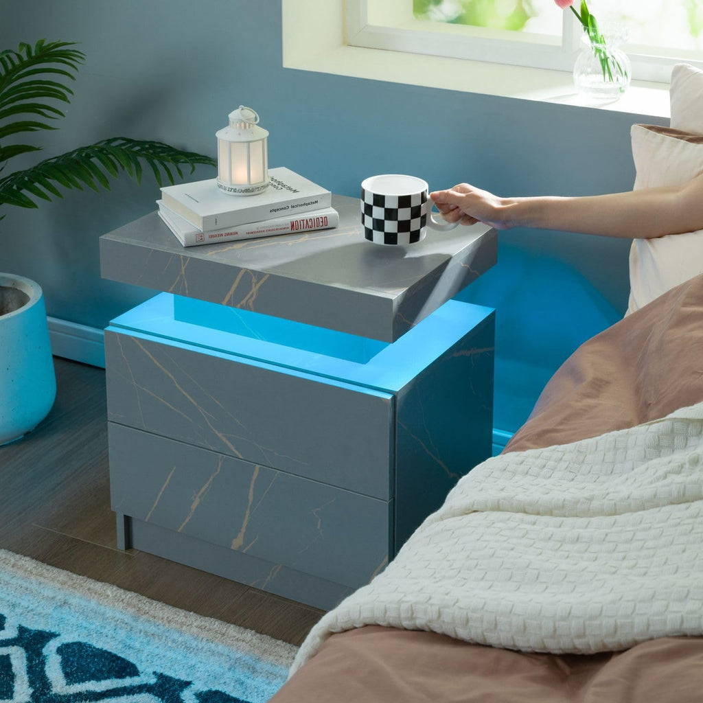 Nightstand Set of 2 Modern Night Stands Set of 2 Bed Side Table with 2 Drawers End Tables for Bedroom, Living Room