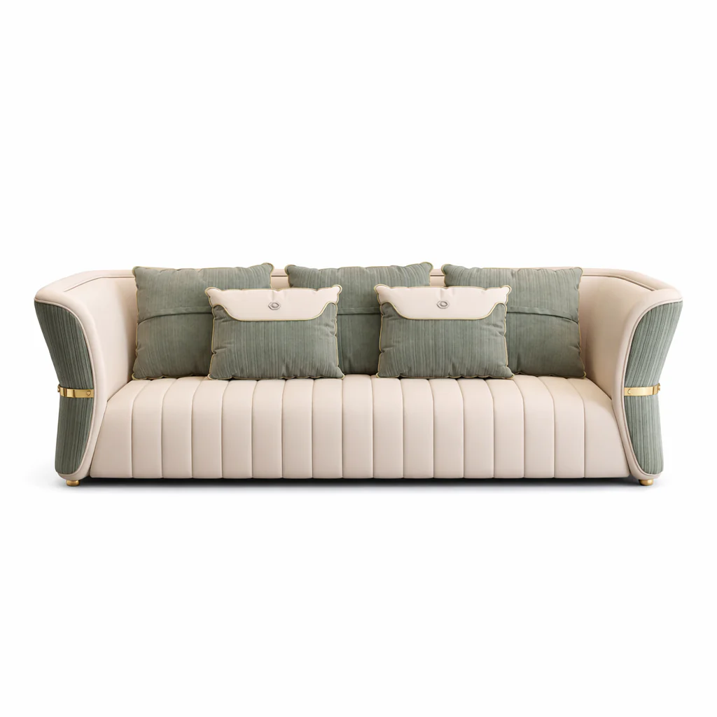 Calvin Contemporary Green Velvet Sofa