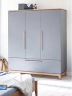 Wooden Handmade Stylish Teca Wardrobe For Bedroom with Storage & Two Doors (Teal)